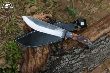 Autumn Adventurer - Handmade Carbon Steel Hunting Knife with Wood Handle by Almazn Knives®