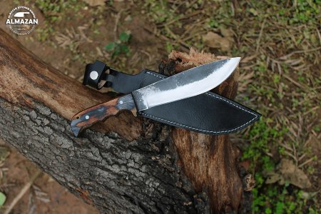 Autumn Adventurer - Handmade Carbon Steel Hunting Knife with Wood Handle by Almazn Knives®